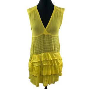 Anthropologie NANETTE LEPORE Yellow Flowy Summer Sleeveless Dress 2 Small S